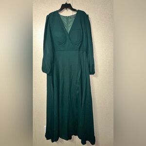 SHEIN Deep Green Long Sleeve Dress